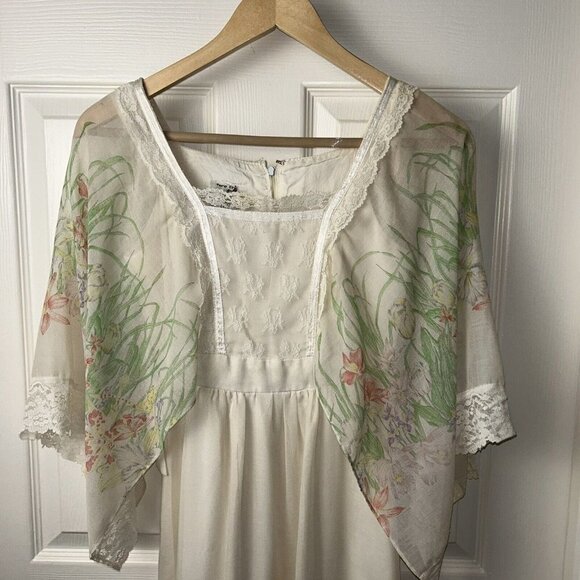 Tere Tereba for Young Reflections Ivory Floral Hippy Boho Maxi Dress Size XS/S - Picture 3 of 12